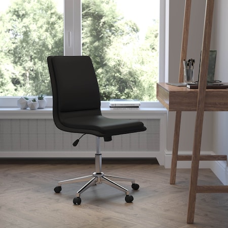 Flash Furniture Black Mid-Back Armless LeatherSoft Office Chair GO-21111-BK-GG